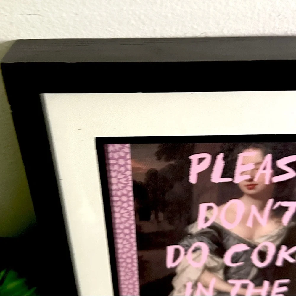 Please Don’t Do Coke in the Bathroom Renaissance Painting Canvas Print Frame Art